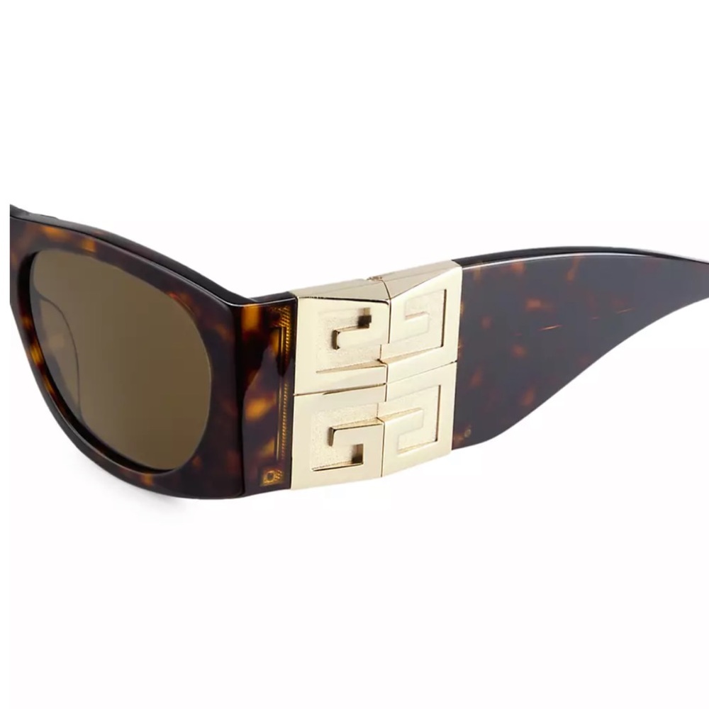 GIVENCHY GOLD LOGO BROWN SUNGLASSES. 4G 56MM Rectangular Sunglasses. - Picture 3 of 11